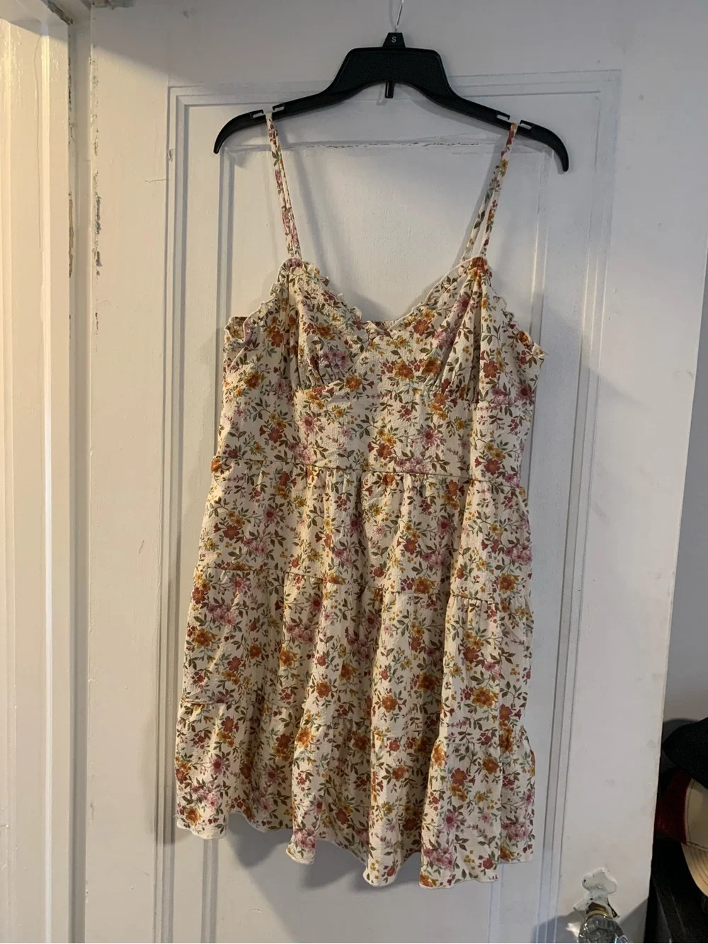 Large No Boundaries Cream Floral Spaghetti Strap Mini Dress